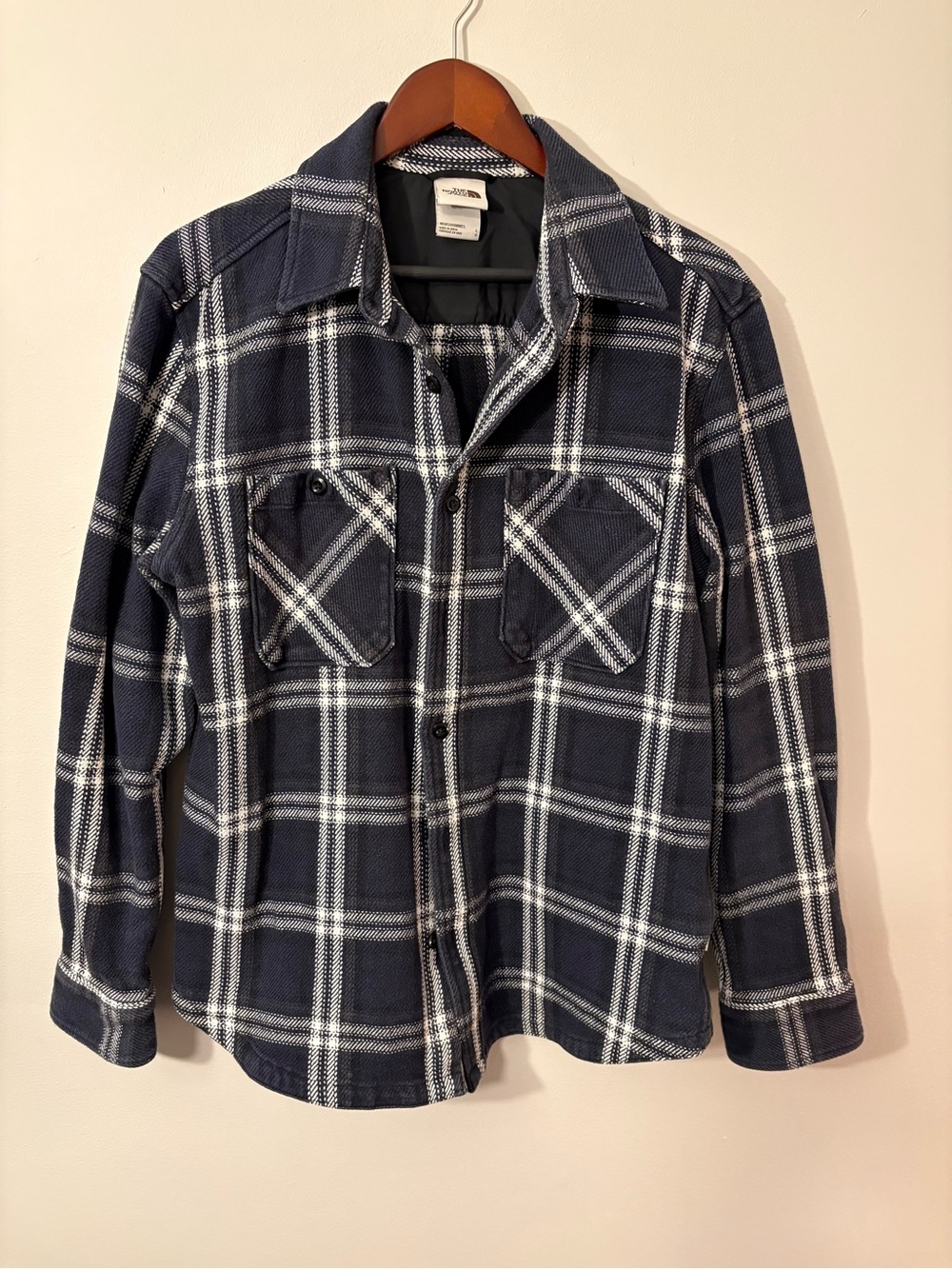 The North Face Navy Plaid Lined Flannel Shirt Jacket — Size L 🧥